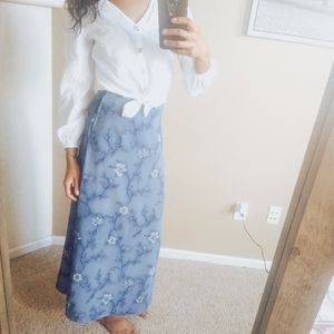 Wrapper brand Blue Floral Print Maxi Skirt